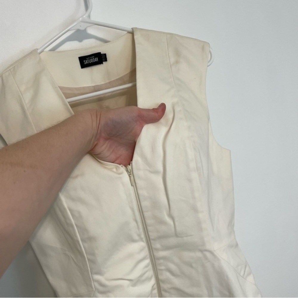 KATE SPADE Saturday Let's Make Contact V-Neck Zip Front Dress Cream Ivory Sheath - Picture 8 of 16